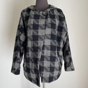 Forever 21 sz S Long sleeve plaid hooded w pocket‎ jacket hoodie